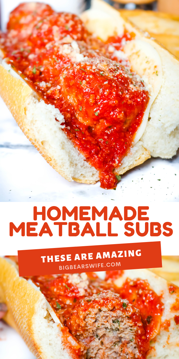 If you love Meatball Subs you're going to want this recipe for homemade meatballs for these Homemade Meatball Subs! These subs are delicious!  via @bigbearswife
