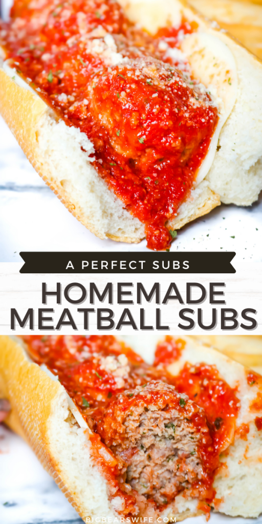 If you love Meatball Subs you're going to want this recipe for homemade meatballs for these Homemade Meatball Subs! These subs are delicious! 