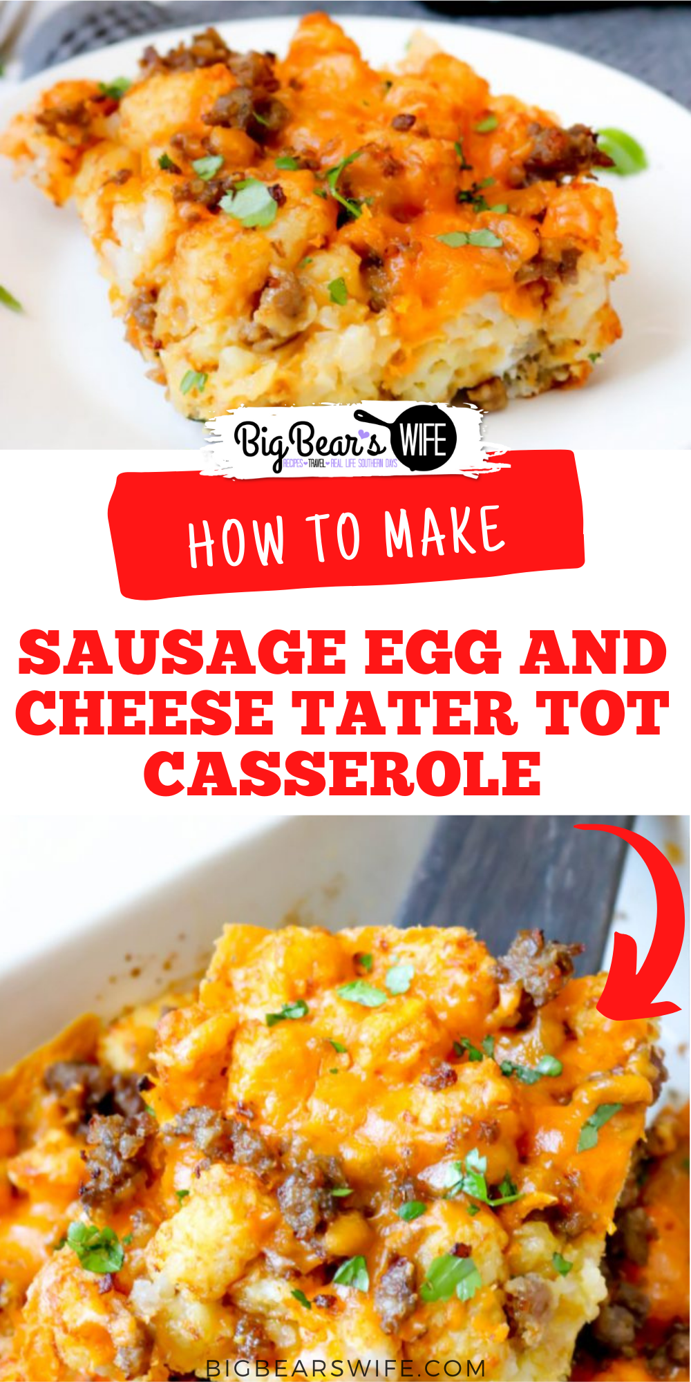 A breakfast casserole that’s perfect any morning or even great made the night before! This Sausage Egg and Cheese Tater Tot Casserole is packed with all of your breakfast favorites! 

 via @bigbearswife
