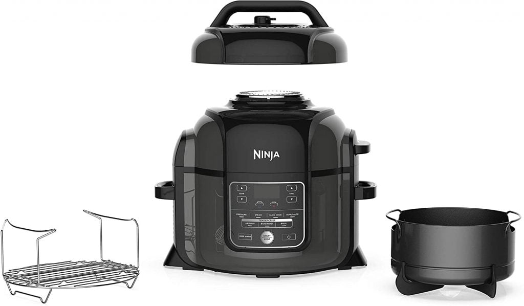 Ninja OP301 Foodi 9-in-1 Pressure, Slow Cooker, Air Fryer and More, with 6.5 Quart Capacity and 45 Recipe Book, and a High Gloss Finish