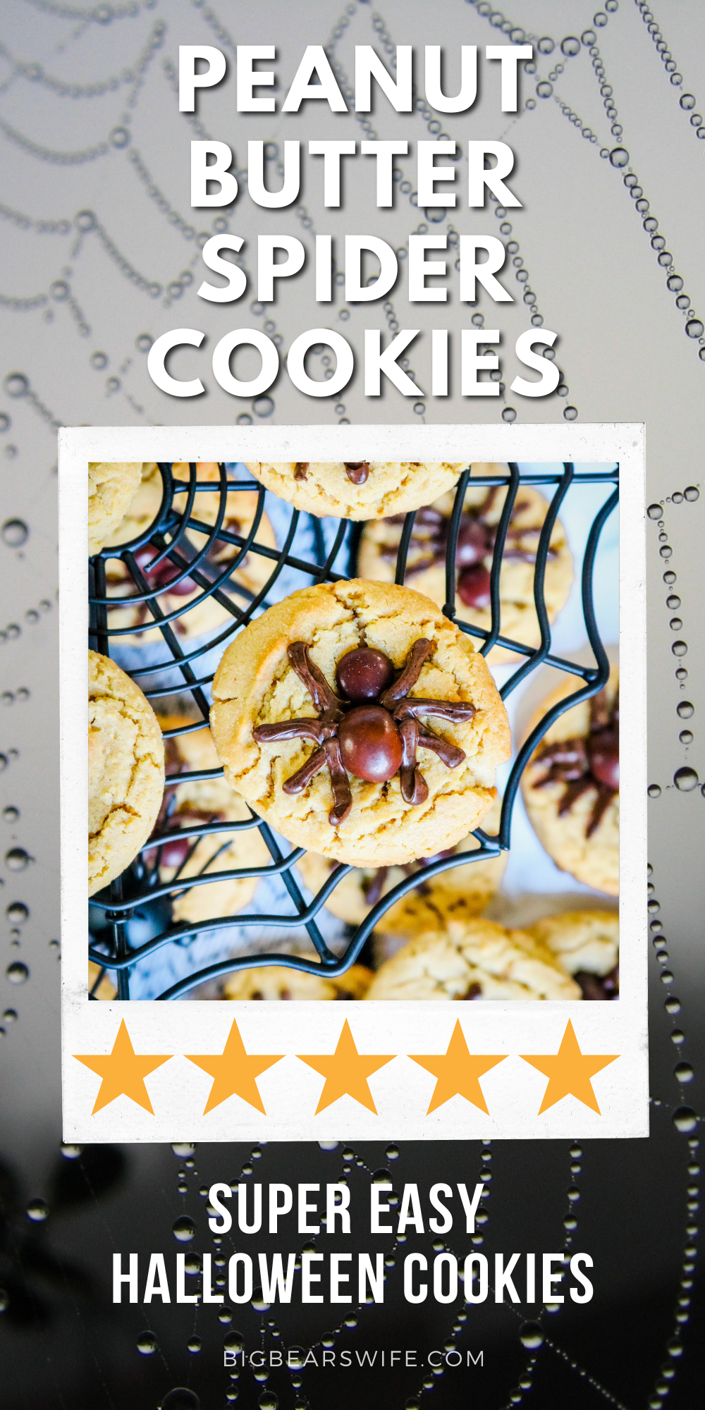 This Peanut Butter Spider Cookies recipe is an easy Halloween cookie recipe! These easy spider cookies are based on my favorite Peanut Butter Blossoms and the spiders are made with brown M&Ms and melted chocolate chips! If you need a cookie recipe for a Halloween Party Dessert or something fun to make with the kids for Halloween, these peanut butter spider cookies are perfect for both.  via @bigbearswife