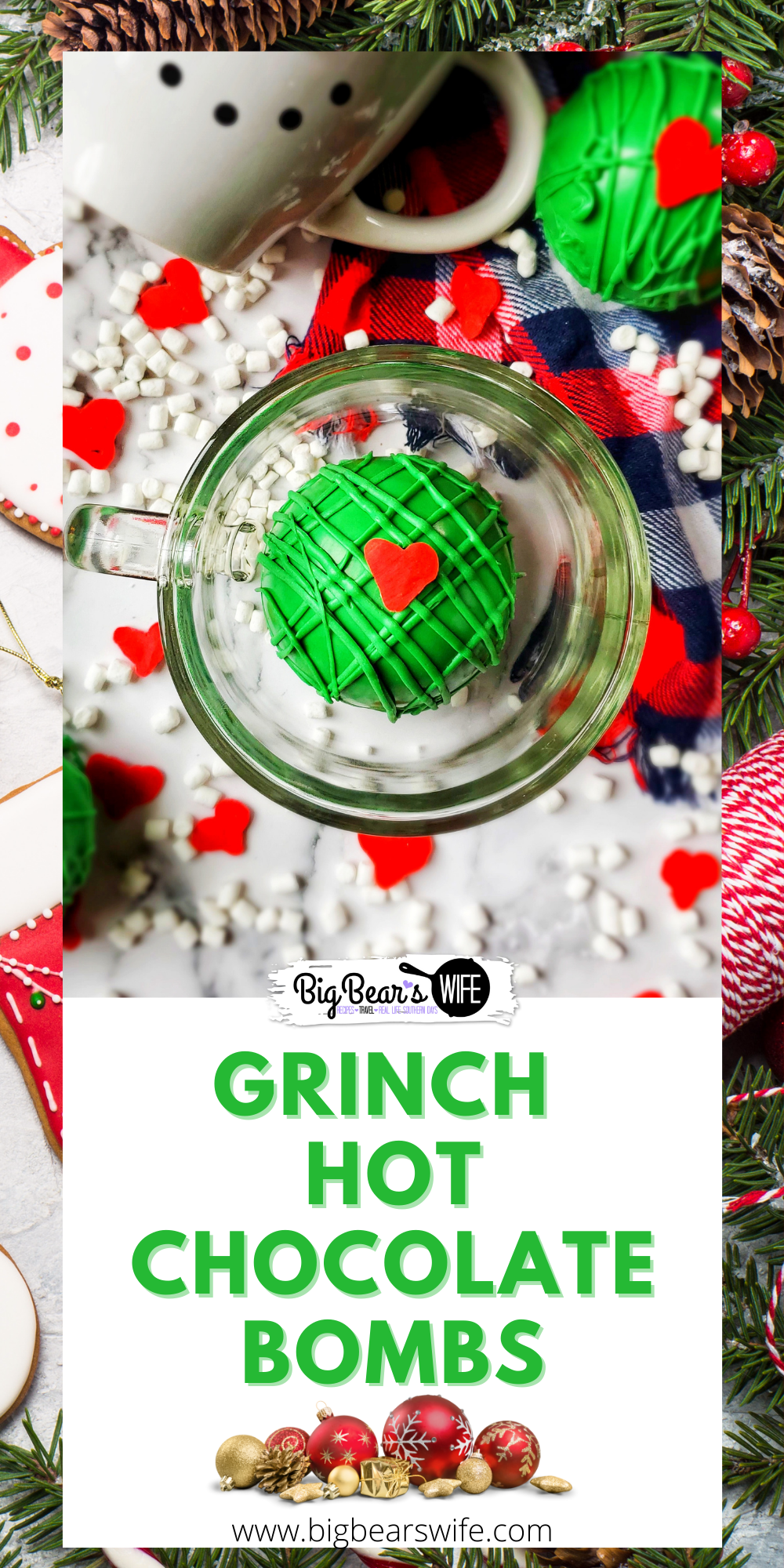Our favorite Christmas hot cocoa bombs are getting a Grinchy Whoville makeover with these fun Christmas Grinch Hot Chocolate Bombs!! via @bigbearswife
