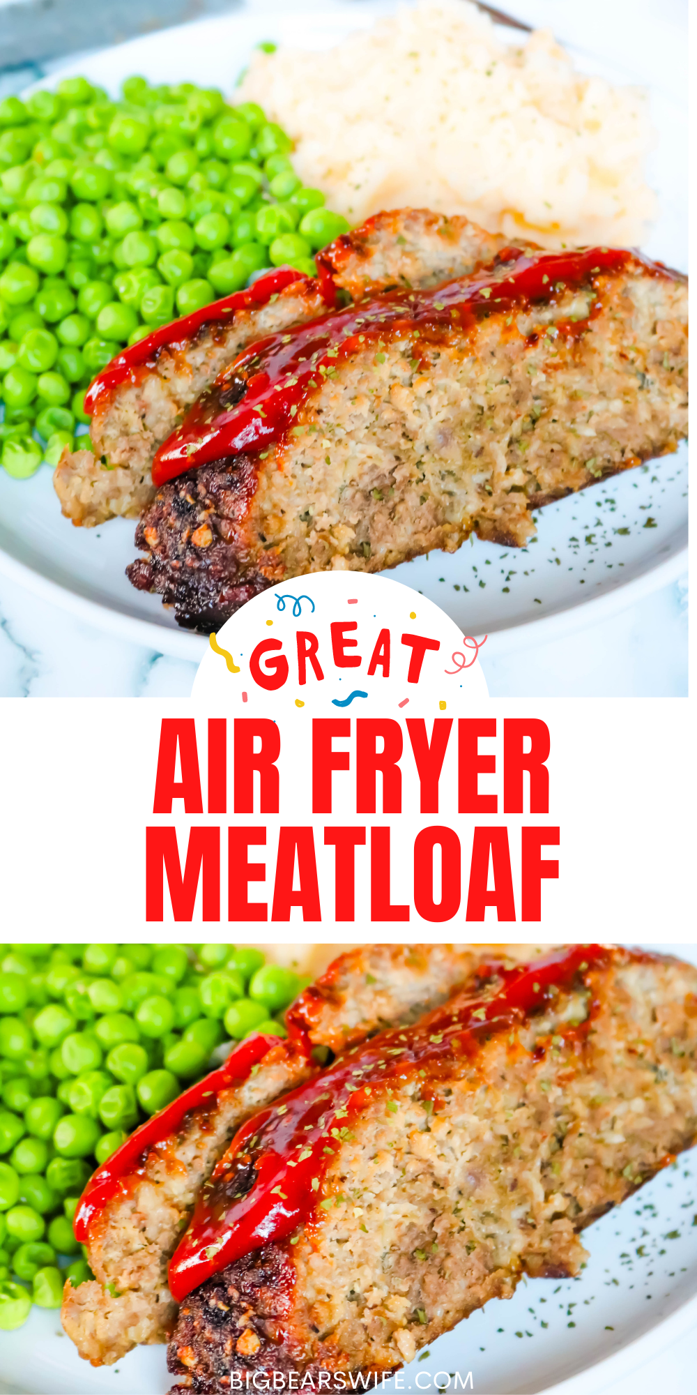This easy Air Fryer Meatloaf is made with ground beef and ground turkey along with some great seasonings. It takes less than 45 minutes to cook and it is absolutely delicious.  via @bigbearswife