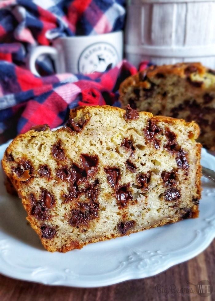 Love Banana Bread? This Chocolate Chip Banana Bread is a delicious homemade banana bread recipe that is packed with 2 cups of chocolate chips! Amazing for breakfast, dessert or a snack! 