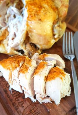 Ninja Foodie Instant Pot Whole Roast Chicken - If you have a Ninja Foodie you'll want this easy recipe for Ninja Foodie Instant Pot Whole Roast Chicken! Use the Instant Pot setting to cook the chicken and the air fryer setting to crisp the skin!