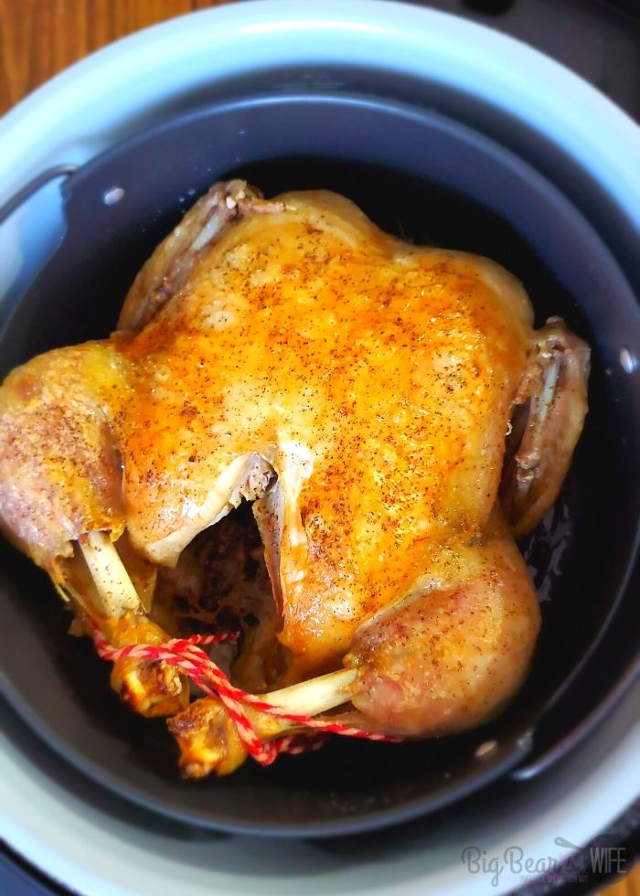 Ninja Foodie Instant Pot Whole Roast Chicken - If you have a Ninja Foodie you'll want this easy recipe for Ninja Foodie Instant Pot Whole Roast Chicken! Use the Instant Pot setting to cook the chicken and the air fryer setting to crisp the skin!