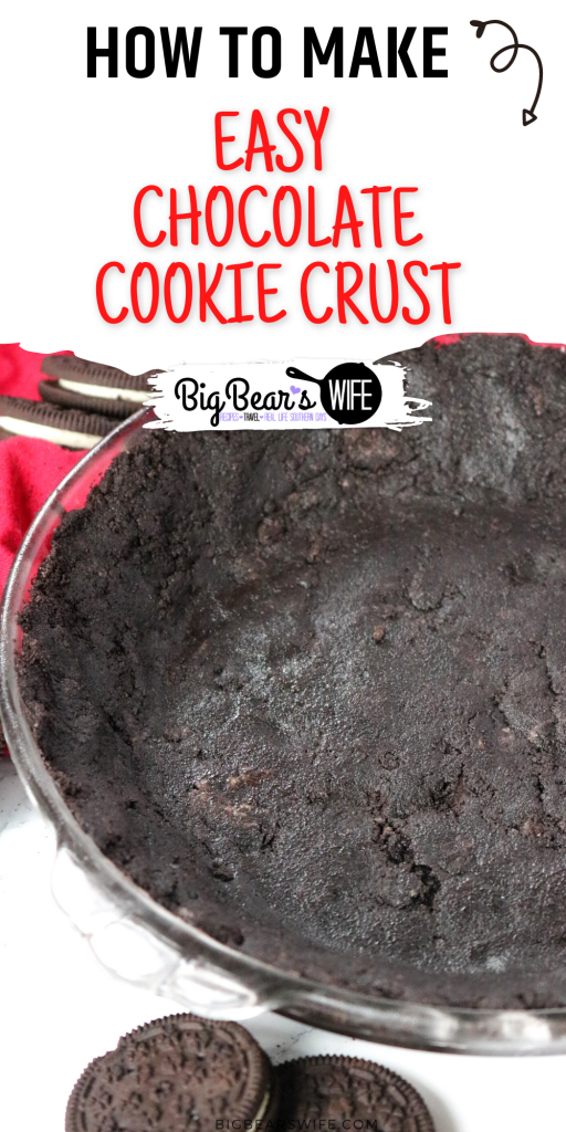 Two ingredients is all it takes to create this Easy Chocolate Cookie Crust at home! Perfect for Bake or No Bake Pie Options! This Oreo cookie crust is so delicious and easy to make!