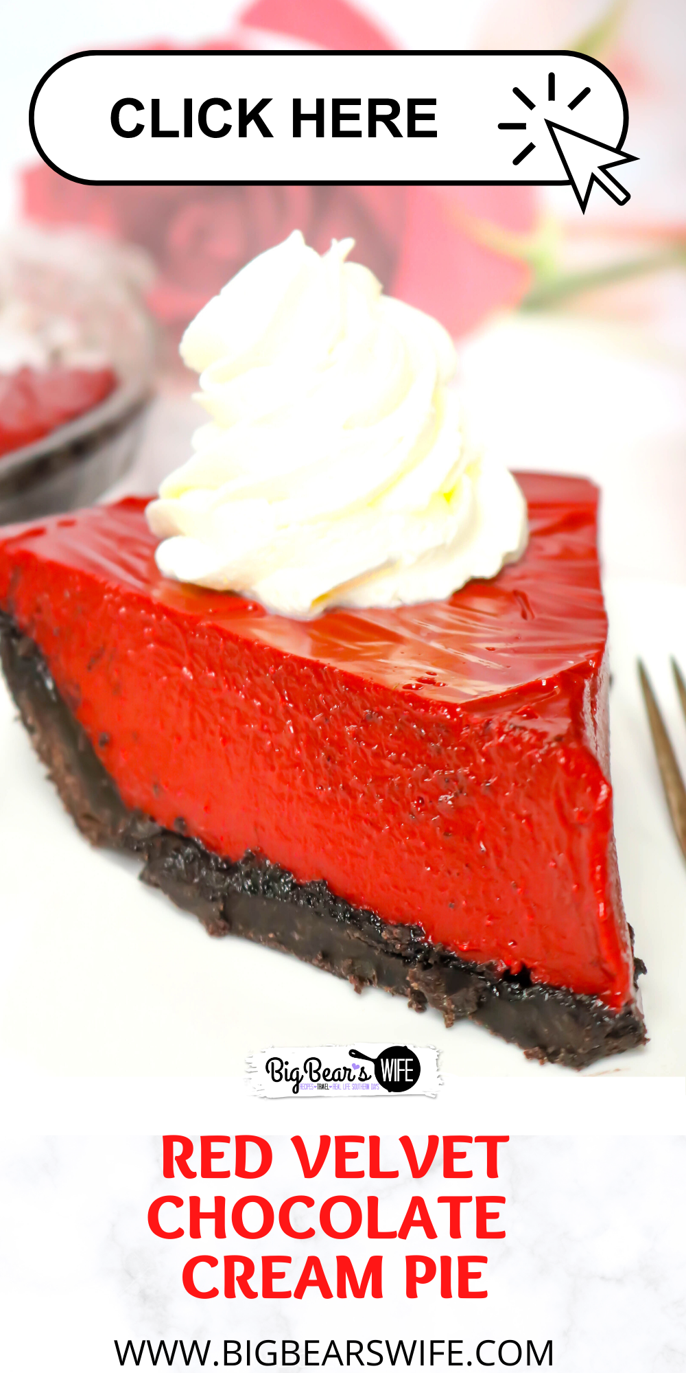 Dive into the classic flavor of red velvet with this homemade Red Velvet Chocolate Cream Pie! This pie has the tangy of red velvet, the silkiness of chocolate pie and a homemade chocolate cookie crust!   via @bigbearswife