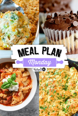 Welcome to Meal Plan Monday 255! This week we're featuring recipes like; One-Pot Lasagna Soup, Red Lobster Cheddar Biscuits, Cheesecake Chocolate Chip Muffins and Easy Chicken Divan!