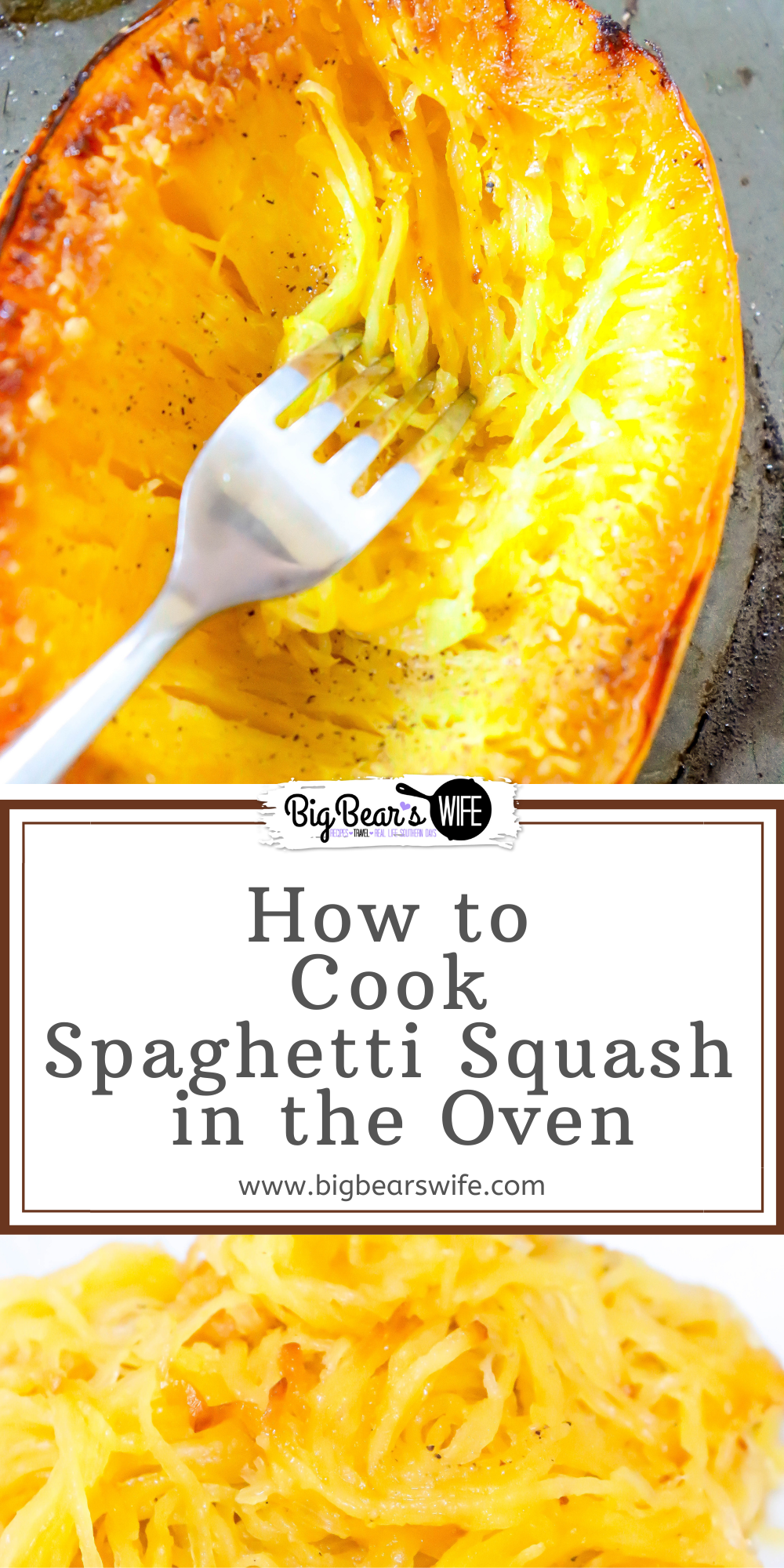 Trying to learn How to Cook Spaghetti Squash in the Oven? I'll show you how I love to cook prep and cook Spaghetti Squash! via @bigbearswife