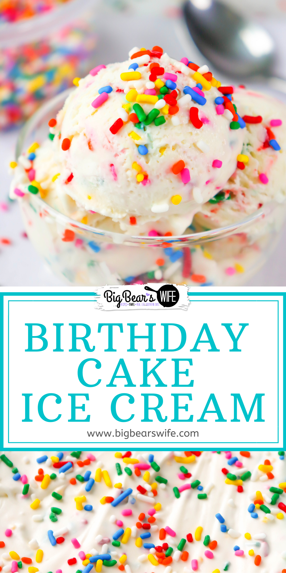 This fun no churn Birthday Cake Ice Cream is the perfect homemade Birthday Cake Ice Cream recipe to make for a birthday party or at home celebration! No ice cream machine needed and it's full of vanilla, sprinkles and that class Birthday Cake flavor! via @bigbearswife