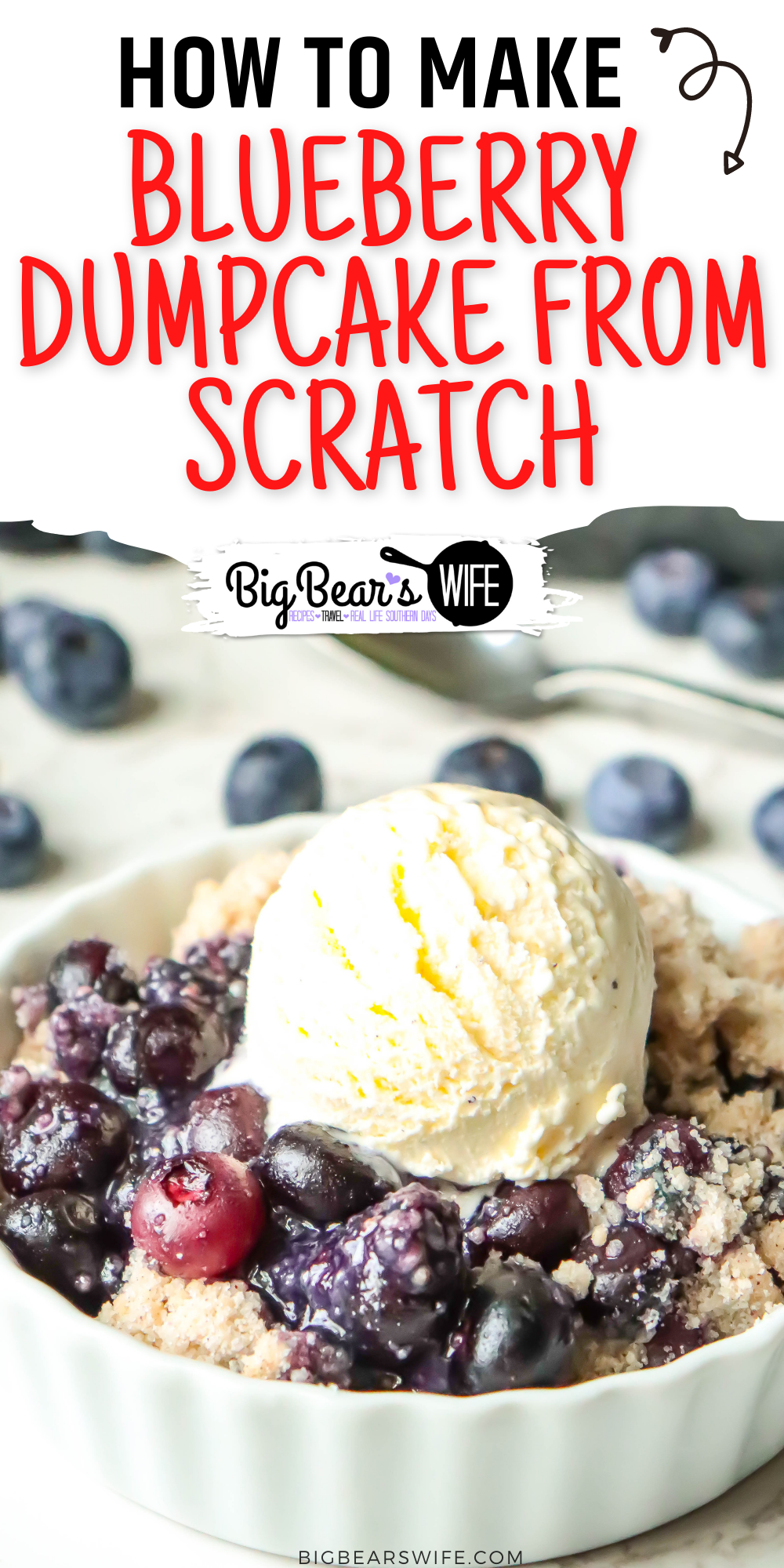 This recipe is a homemade take on the popular fruit dump cakes! This Blueberry Dump Cake takes only 30 minutes to bake and it is perfect  with vanilla ice cream! 
 via @bigbearswife