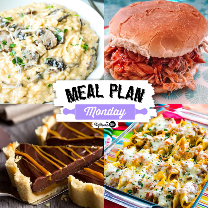 Welcome to Meal Plan Monday 265! We're featuring recipes like, Mexican Stuffed Shells, Slow Cooker Buffalo Chicken, Insanely Easy No Bake Caramel Chocolate Tart and Mushroom Risotto!