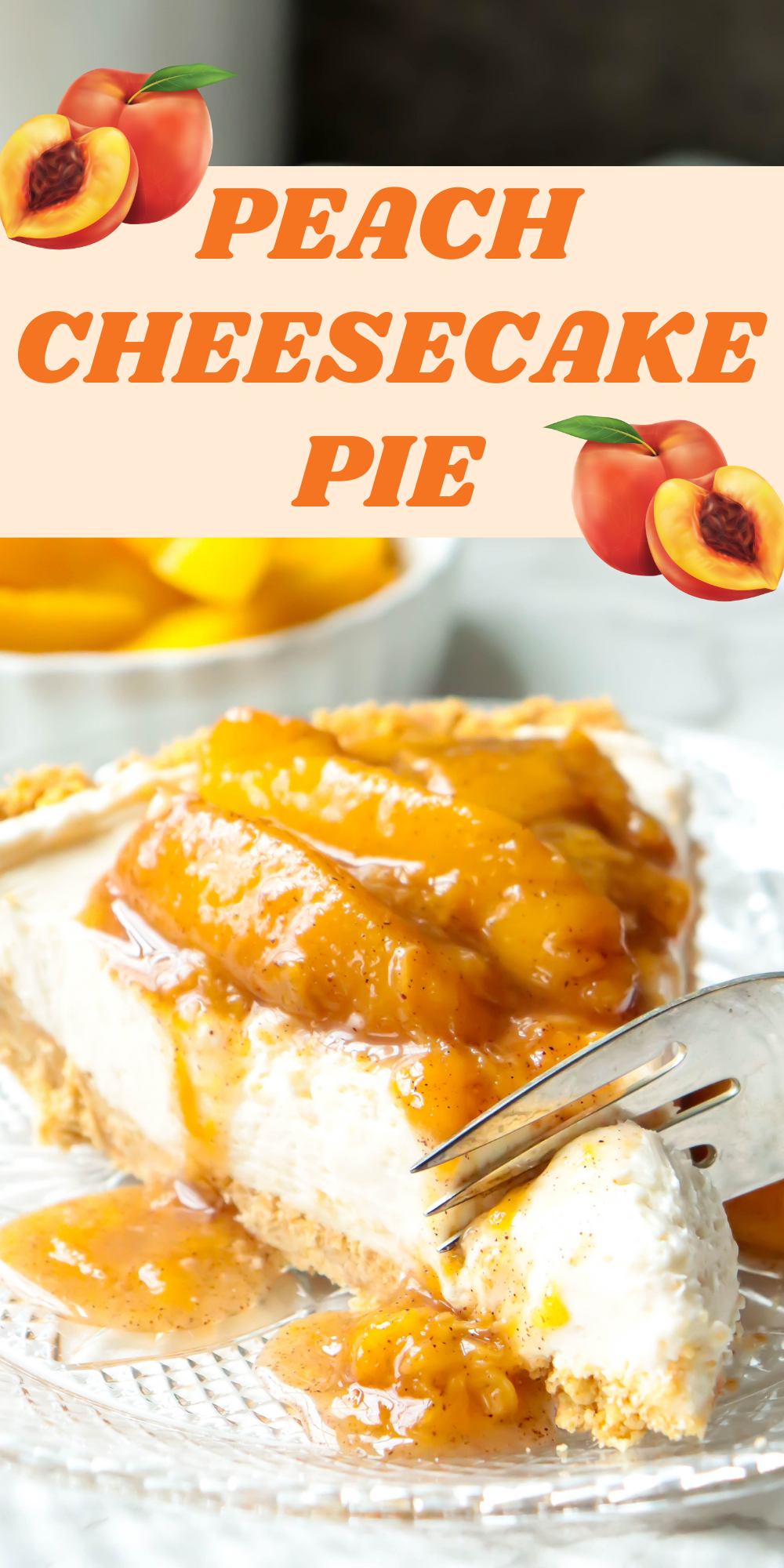 This chilled and creamy Peach Cheesecake Pie has a homemade graham cracker crust and is topped with a delicious peach sauce! via @bigbearswife