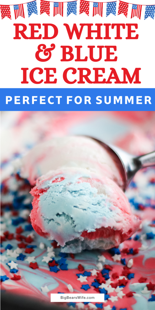 This Easy No Churn Red White and Blue Tie Dye Ice Cream is perfect for Memorial Day Weekend, The 4th of July or Veterans Day! You'll love how simple it is to make and you DON'T need an ice cream making for this recipe! 
