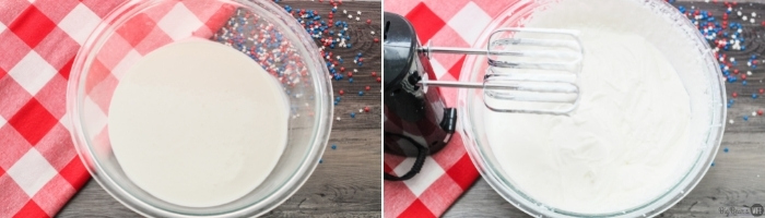 Whipping Heavy Cream for Red White and Blue Tie Dye Ice Cream