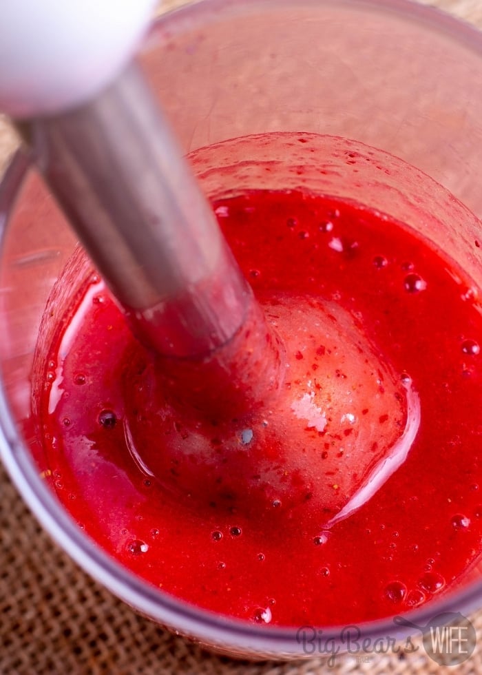 Blend strawberries or mash them until smooth.