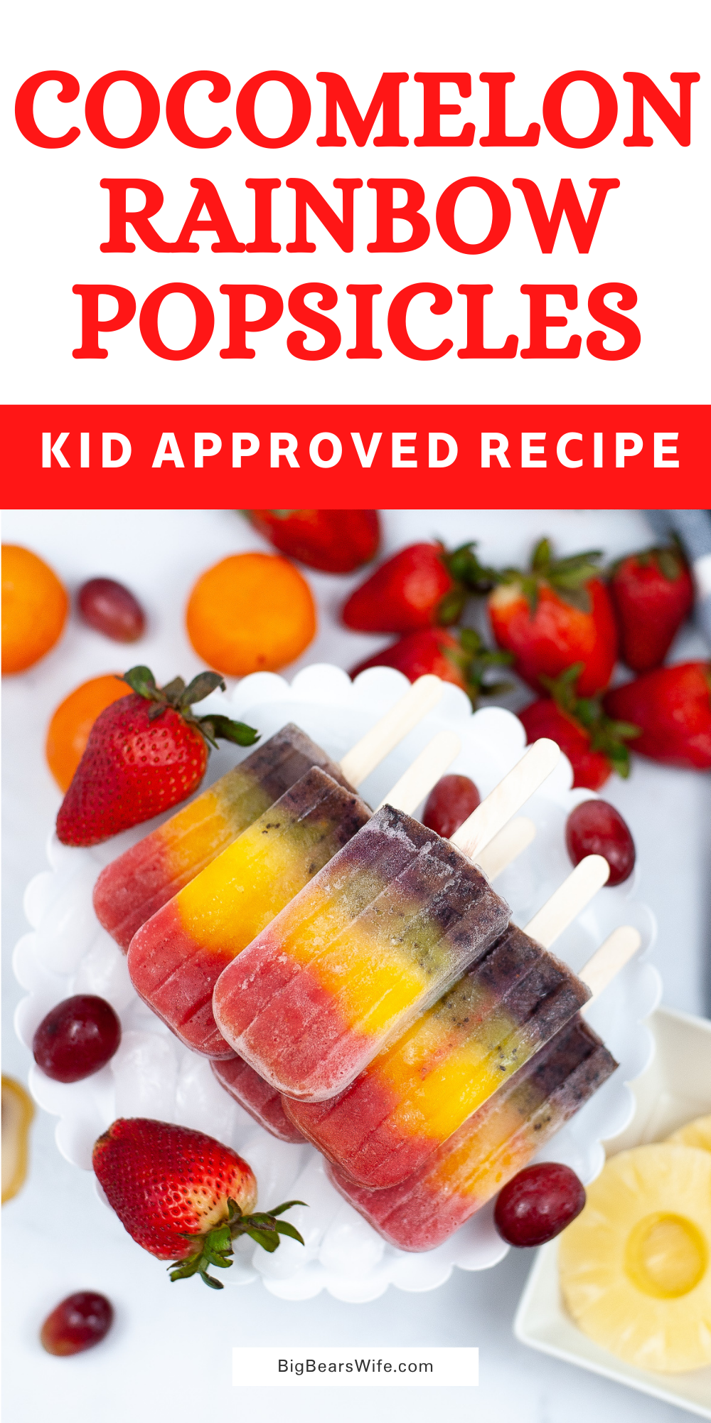 Perfect for summer and packed full of fruit, this Rainbow Popsicles Recipe makes the most beautiful popsicles that are all different colors! via @bigbearswife