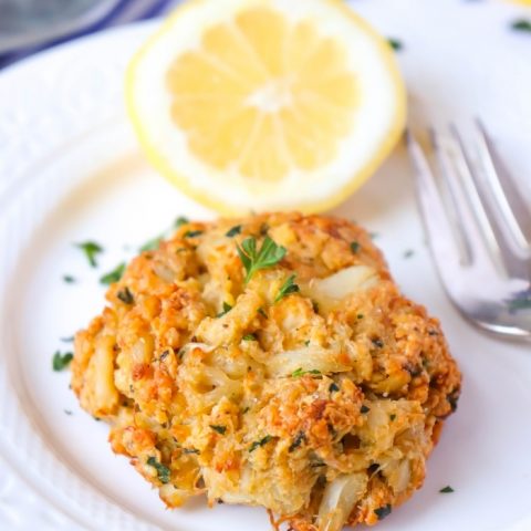 These easy to make Homemade Crab Cakes are made with real crab meat, Old Bay Seasoning and mayo with a few other ingredients tossed in! These Crab cakes have more crab and less filler than other crab cakes!