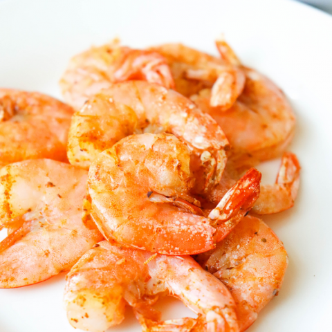 Cooked Shrimp on a white plate