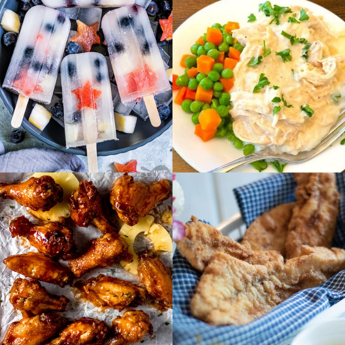 Meal Plan Monday 269 – featuring recipes like Chicken and Gravy Over Mashed Potatoes, Hawaiian Style Chicken Wings, Southern Fried Fish and Lemonade Fruit Popsicles!