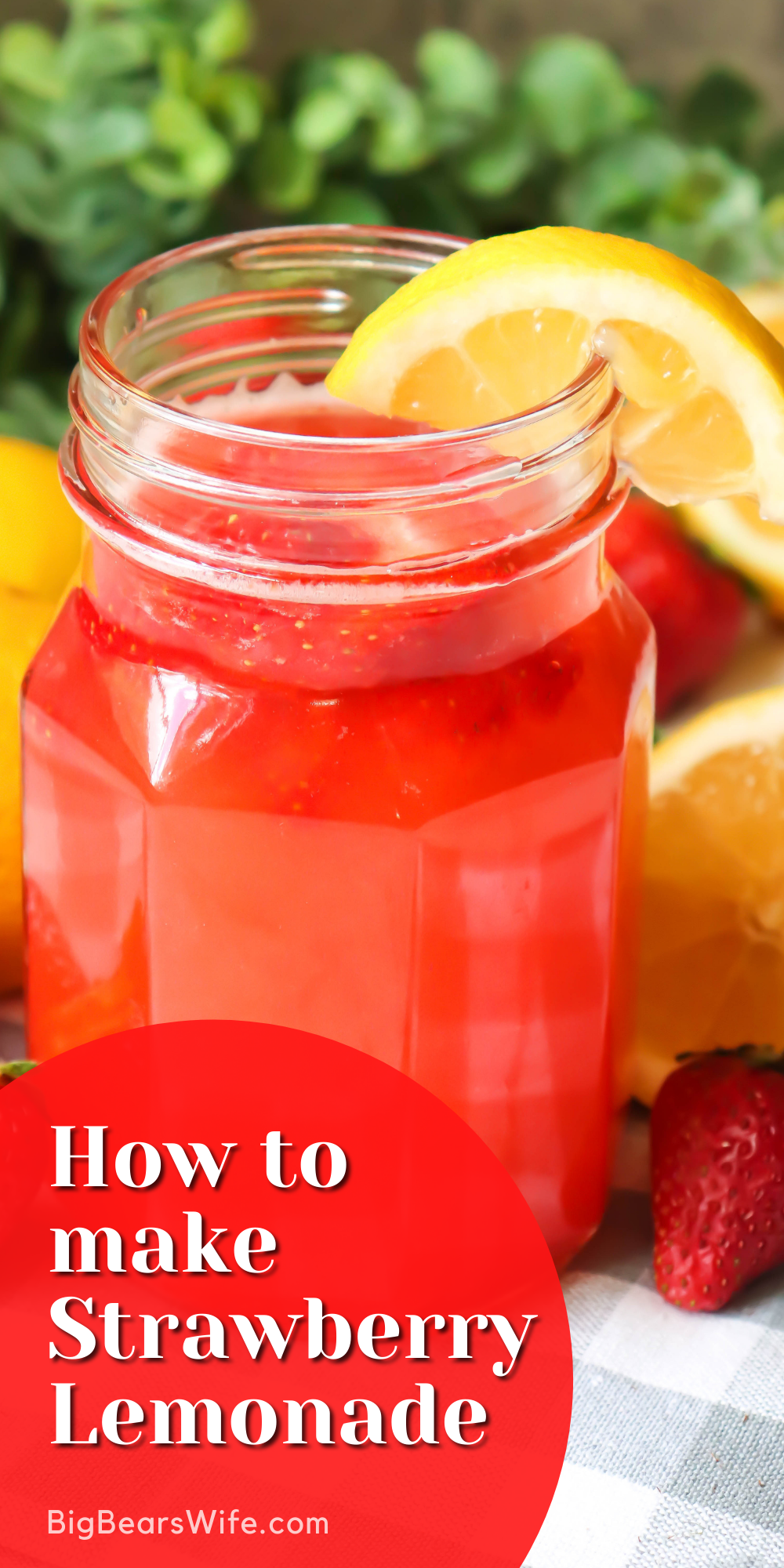 Ready for the perfect summer drink? This Strawberry Lemonade is refreshing and easy to make!  via @bigbearswife