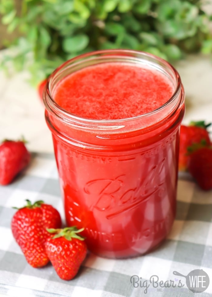 This homemade Strawberry Simple Syrup is great for Strawberry Lemonade and homemade summer cocktails and/or mocktails! 