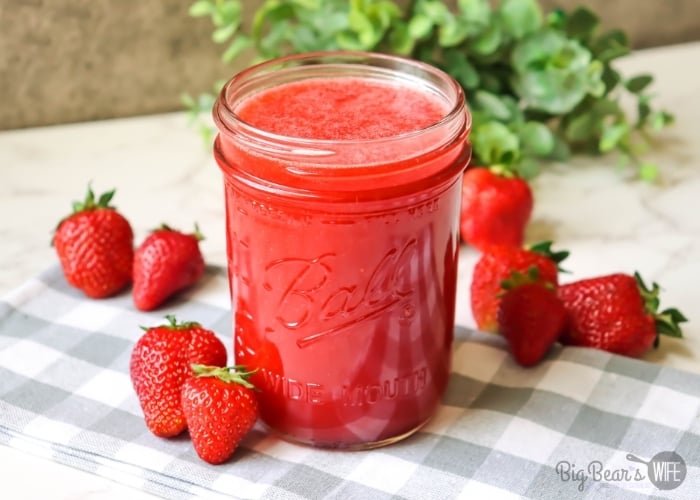 This homemade Strawberry Simple Syrup is great for Strawberry Lemonade and homemade summer cocktails and/or mocktails!