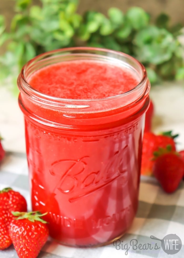This homemade Strawberry Simple Syrup is great for Strawberry Lemonade and homemade summer cocktails and/or mocktails! 