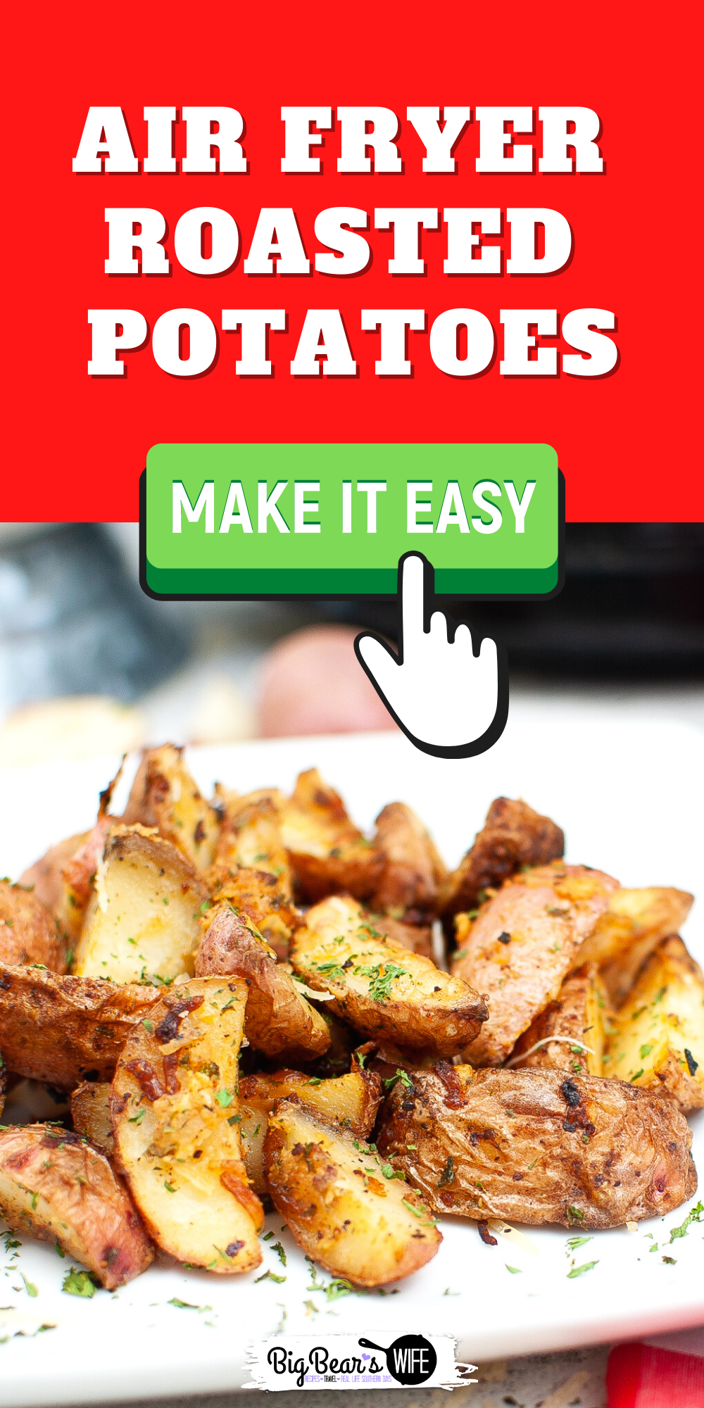 These crispy Air Fryer Roasted Potatoes take about 15 minutes to roast in the air fryer and make the perfect side dish!  via @bigbearswife