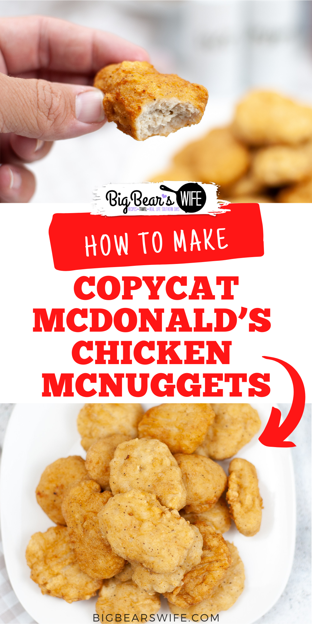 If your kids love McDonald's Chicken McNuggets but you want to make more meals at home, you're going to love this recipe for Copycat McDonald's Chicken McNuggets! via @bigbearswife
