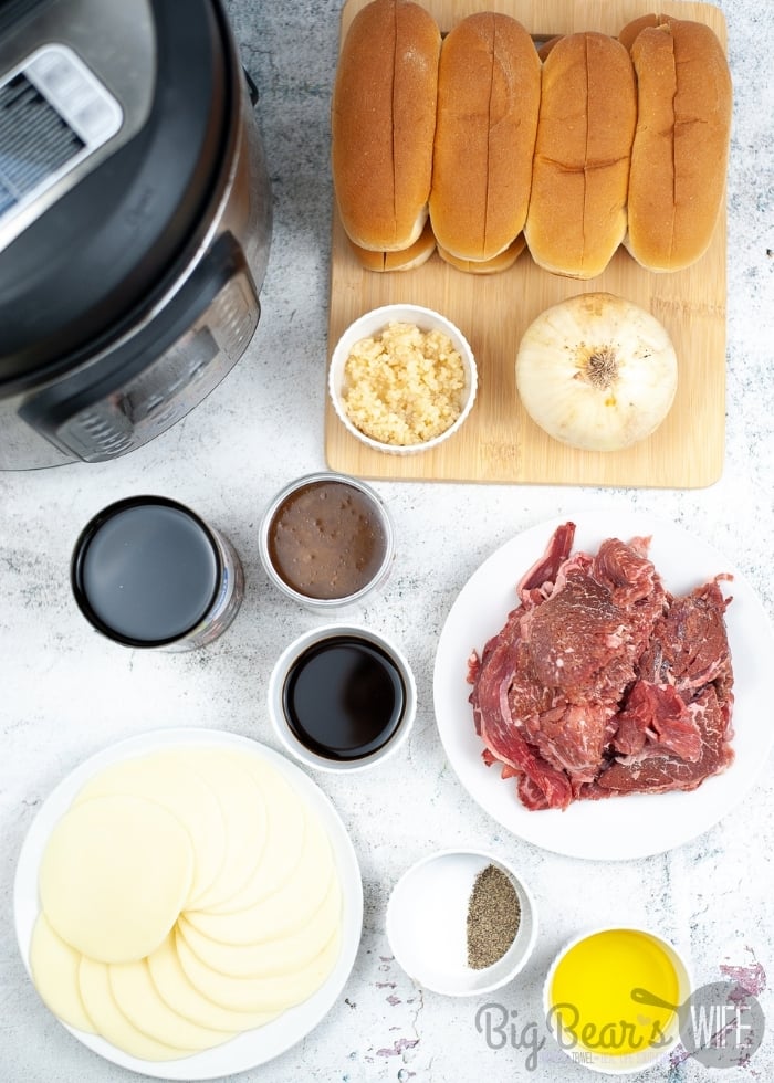 Ingredients for Instant Pot French Dip Sandwiches