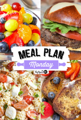 Welcome to this week's Meal Plan Monday! We're featuring some amazing recipes from last week's Meal Plan Monday, like Blueberry Jam Recipe Without Pectin from Momma Lew, Banana Bread French Toast from The Happy Mustard Seed, How to Make Grilled Venison (Deer Meat) Burgers from Grits and Gouda, Pasta Salad with Pepperoni from 4 Sons R Us and Lemonade Fruit Salad from BigBearsWife!