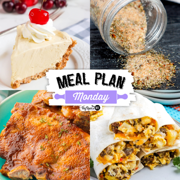 Welcome to this week's Meal Plan Monday! We're featuring some amazing recipes from last week's Meal Plan Monday, like Air Fryer Pork Chops from No Plate Like Home, Copycat Emeril’s Essence Seasoning from The Speedy Gourmet, How To Make Perfect No Bake Vanilla Cheesecake from Kitchen Mason, Gluten-Free Breakfast Burritos from Mommy Hates Cooking and Cherry Coke Float Pie from BigBearsWife!