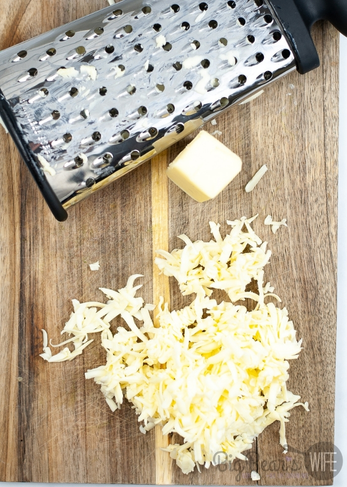 grating butter for homemade puff pastry