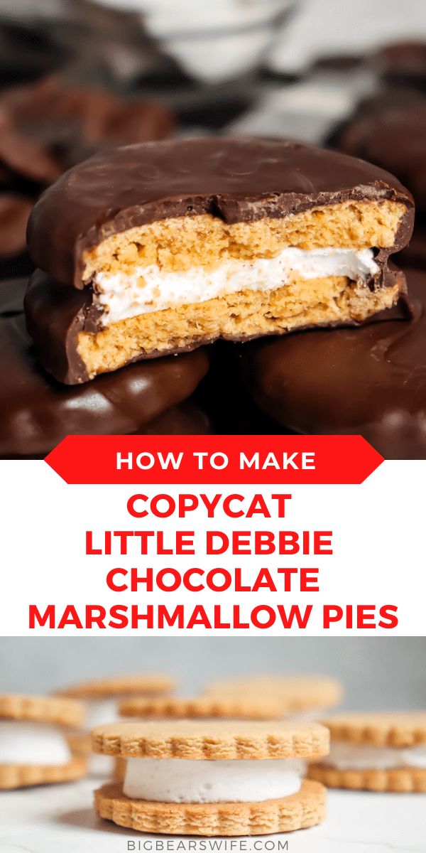 These Homemade Chocolate Marshmallow Pies are made to be just like the Little Debbie Chocolate Marshmallow Pies that you find in the grocery store! Only these might be even better! via @bigbearswife