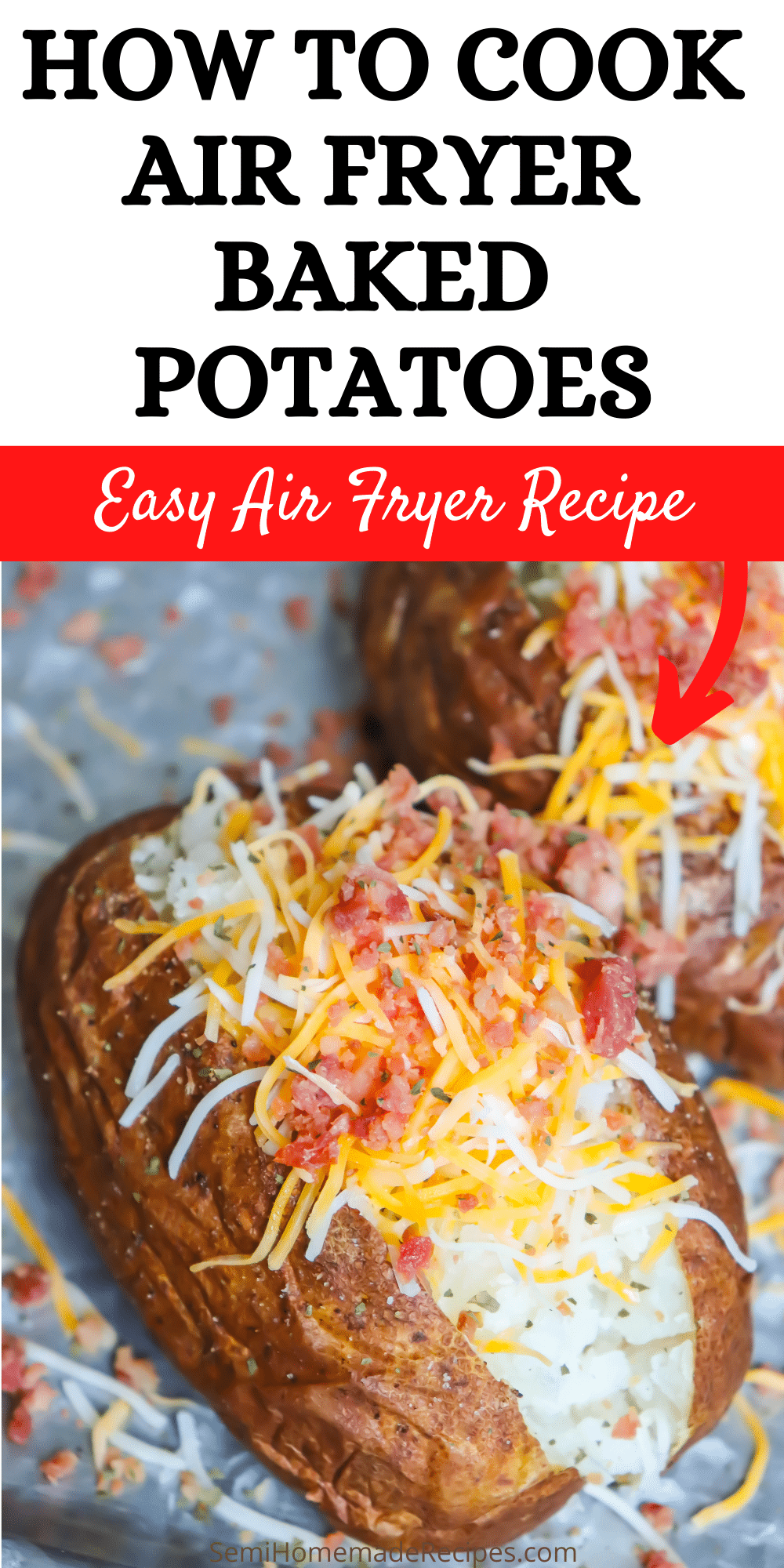  You're going to love these air fryer baked potatoes! The potato skins come out crisp but you still get that perfect fluffy baked potato center! Great with all of your favorite baked potato toppings like: butter, cheese, bacon or sour cream!  via @bigbearswife