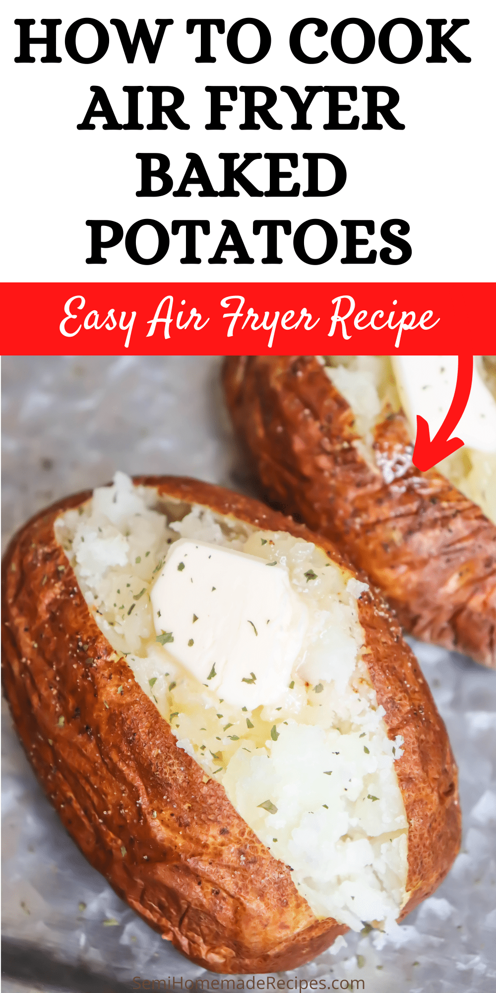 You're going to love these air fryer baked potatoes! The potato skins come out crisp but you still get that perfect fluffy baked potato center! Great with all of your favorite baked potato toppings like: butter, cheese, bacon or sour cream!  via @bigbearswife