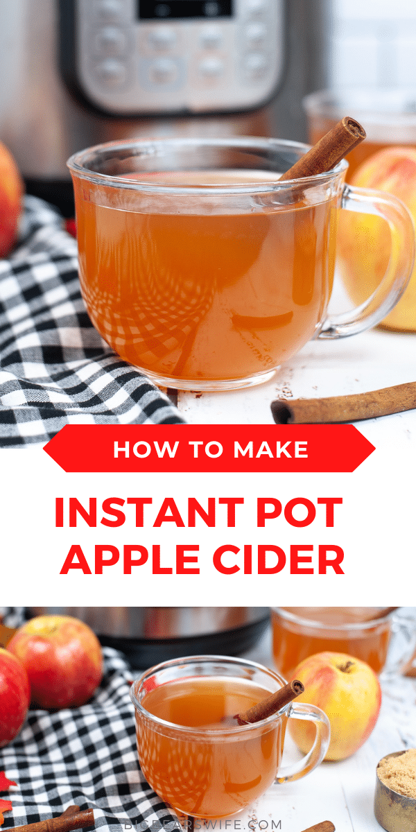 Warm up this fall and winter with a warm mug of homemade Instant Pot Apple Cider! A perfect mug of apple and cinnamon is waiting for you! via @bigbearswife