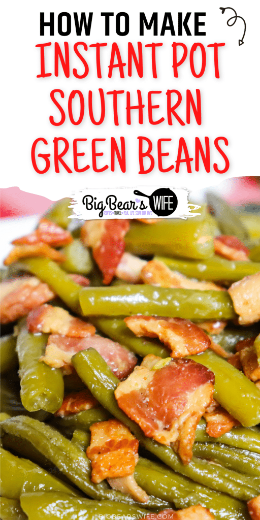 These Instant Pot Southern Green Beans taste just like slow cooked southern green beans but only take about 45 minutes in the Instant Pot instead of hours on the stove!