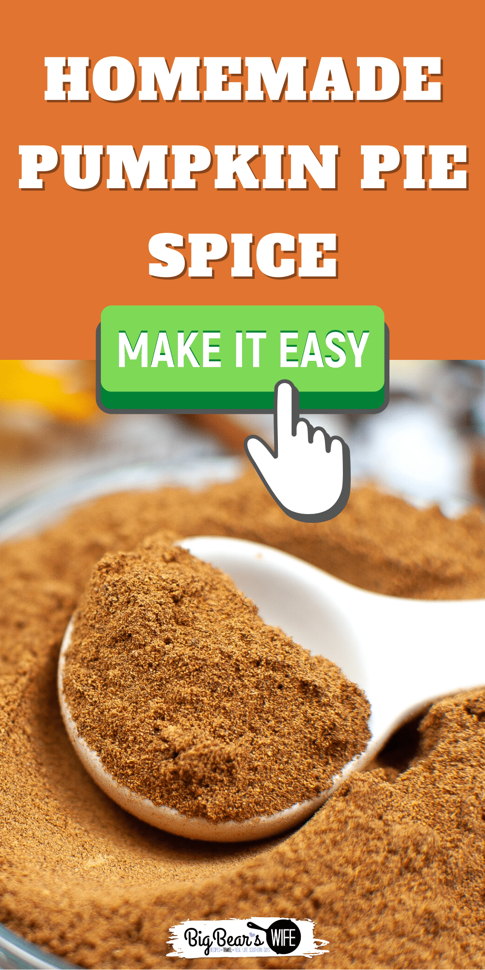 Ginger, Allspice, Cinnamon, Cloves and Nutmeg are whisked together to create a homemade pumpkin pie spice that is perfect for baking and smells amazing!  via @bigbearswife