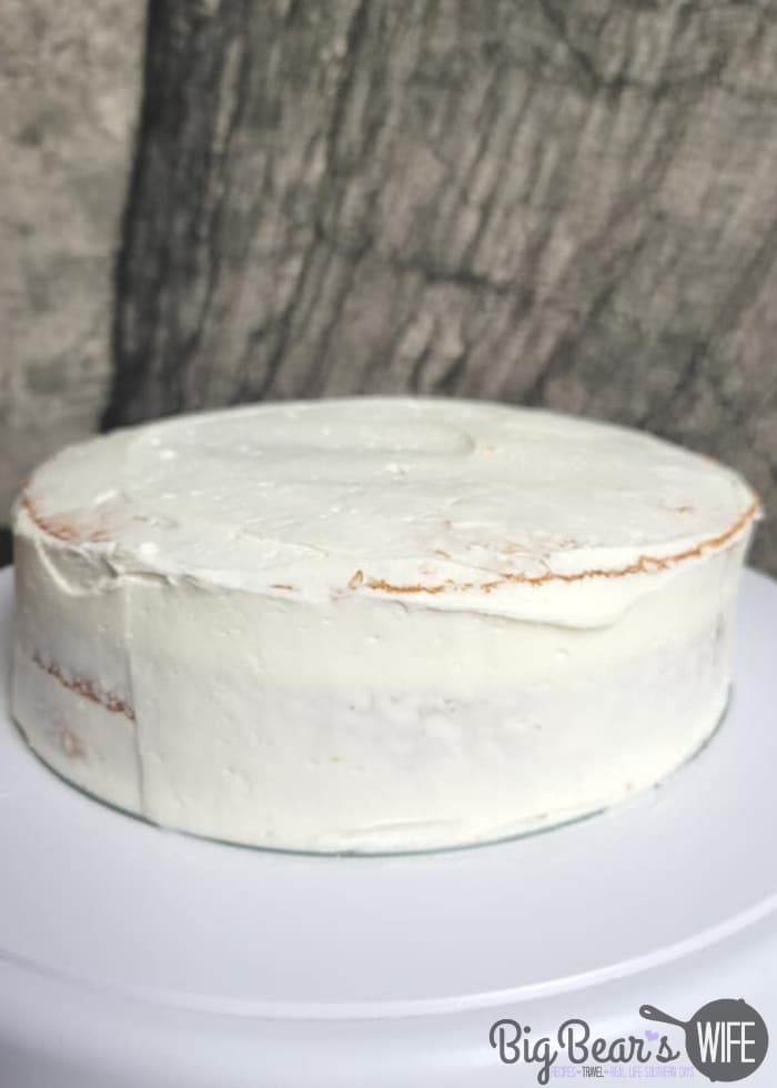 White layered cake with base coat