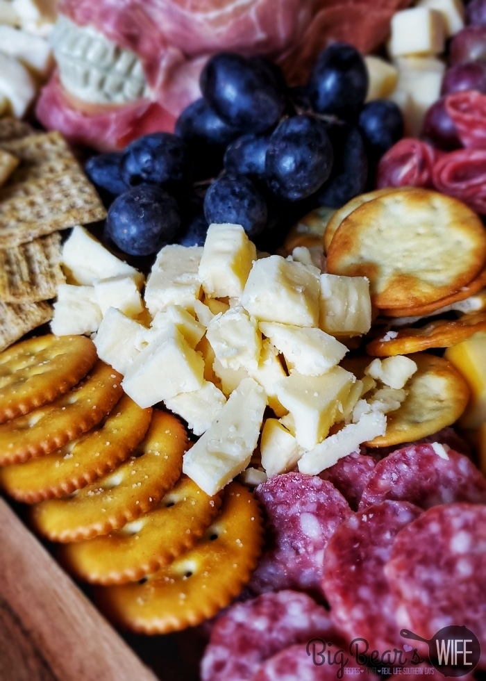cheese and crackers on a Easy Meat Skull Party Tray