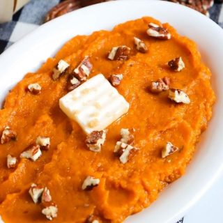 _MAPLE MASHED SWEET POTATOES with butter and pecans (1)