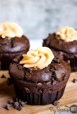 PEANUT BUTTER MOUSSE FILLED CHOCOLATE MUFFINS