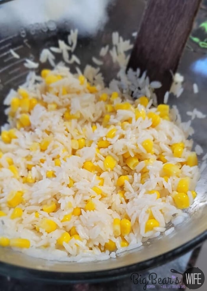 Rice and Corn in clear bowl