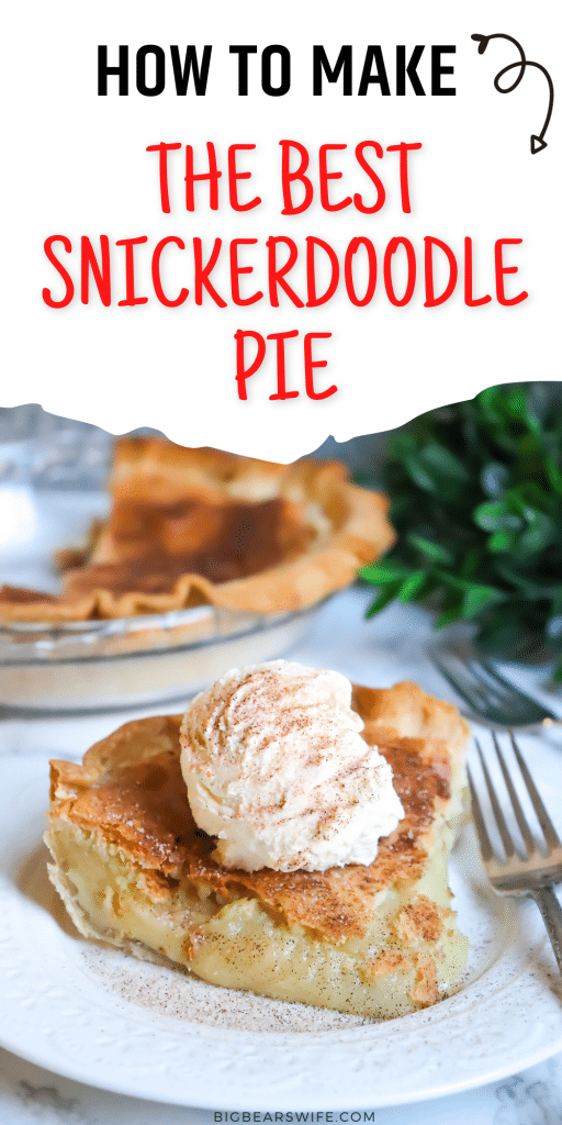This Snickerdoodle Pie is the perfect cookie pie version of a classic snickerdoodle cookie. This buttery cookie, cinnamon sugar pie filling taste just like warm snickerdoodle cookie dough when warm or chill it for a firmer slice of pie!
