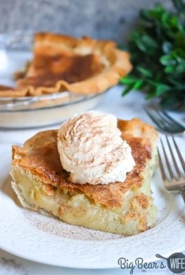 Slice of SNICKERDOODLE PIE with Vanilla Ice Cream scoop ontop (1)