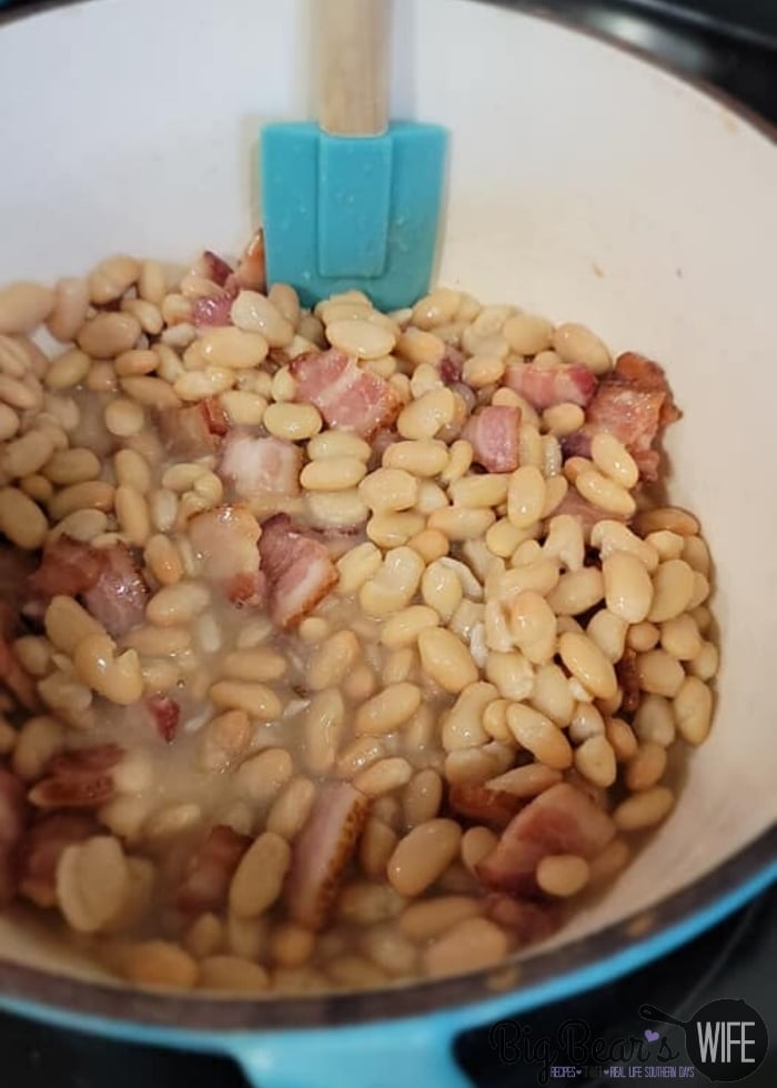 cooking beans and bacon
