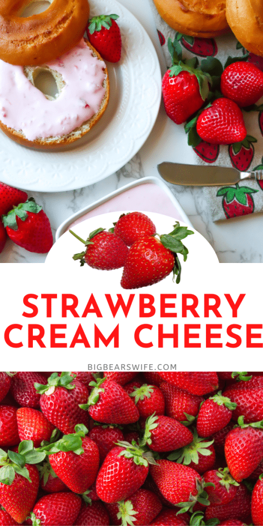 Homemade Strawberry Cream Cheese made with fresh strawberries and smooth cream cheese is super easy to make yourself. It's great as a spread for bagels and toast or as a dip for fruits. Perfect for brunch, Valentine’s Day breakfast or Mother Day Lunch.
